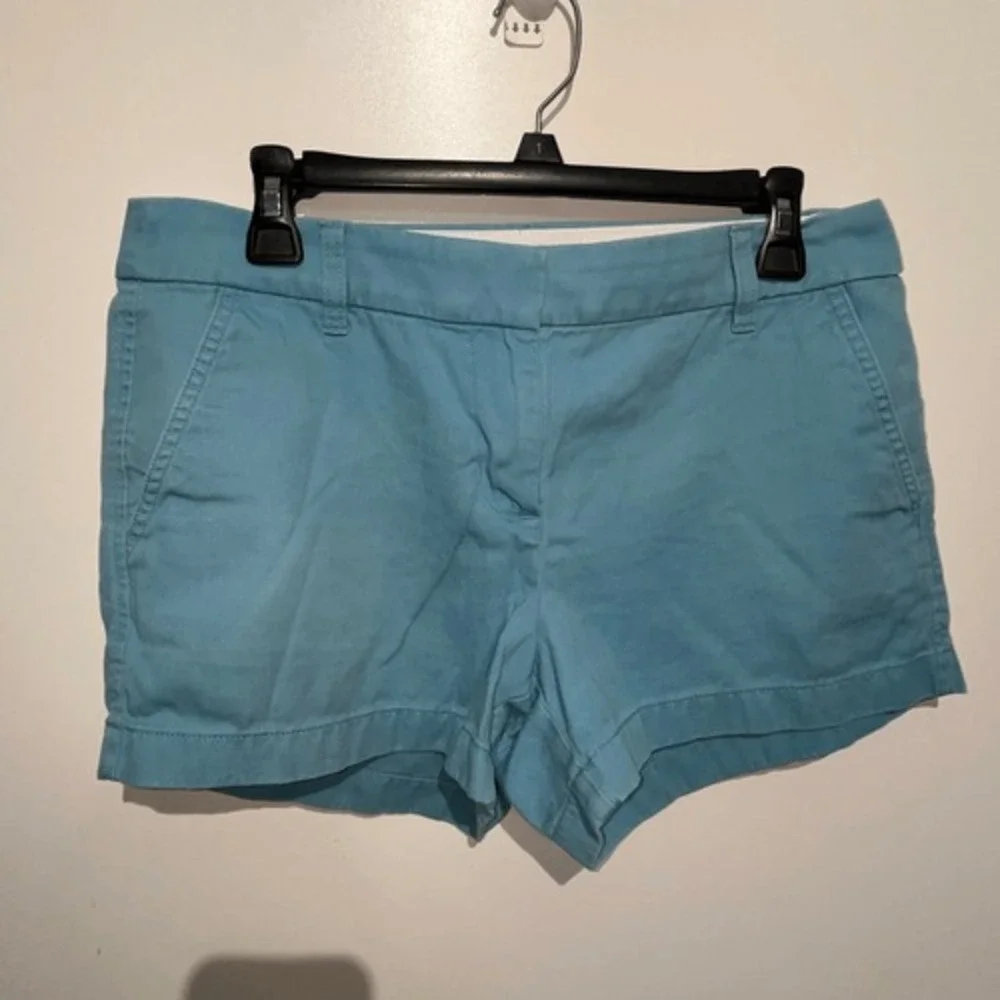J.‎ Crew Women's Blue Classic Mid Rise Cotton Flat Front Chino Shorts Size 8
